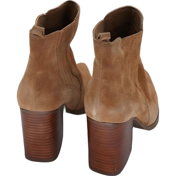 Marc Fisher Loshay Suede Ankle Boots Brown Block Heel Size 10 - Picture 3 of 6